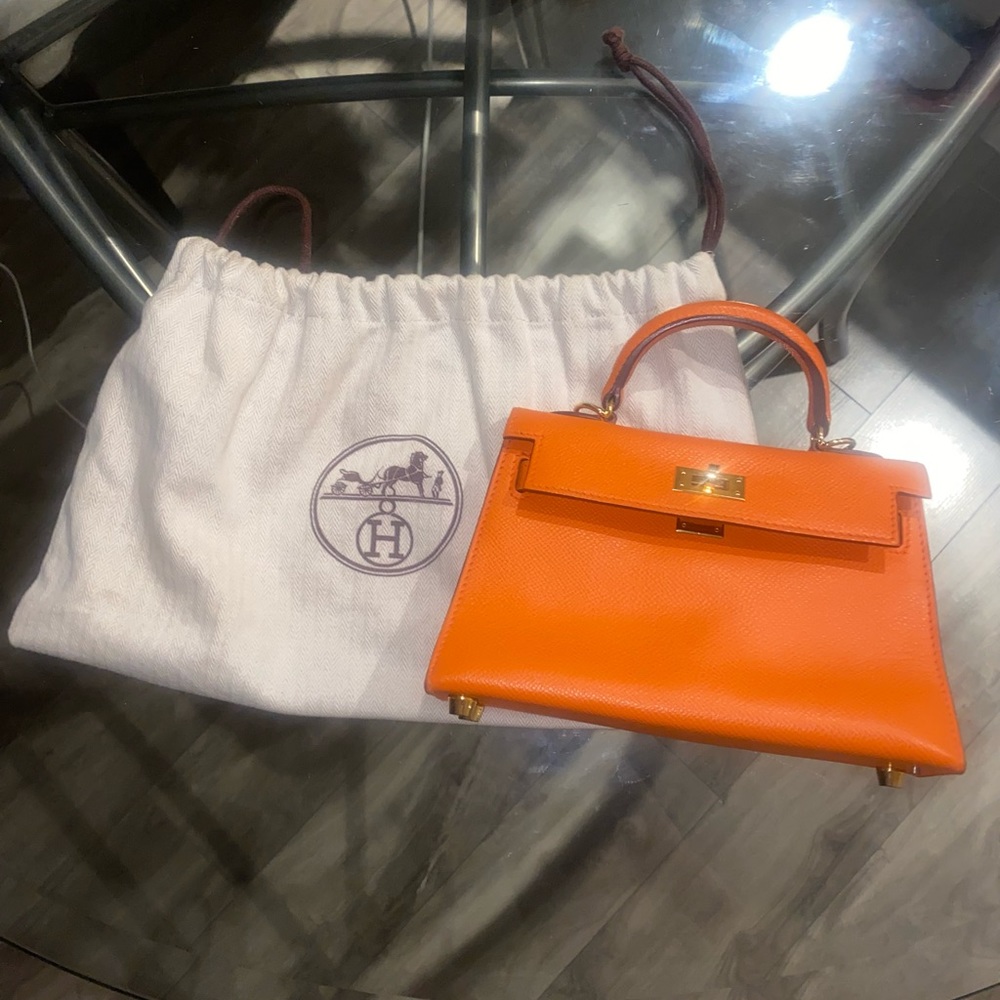 Small Orange Leather Bag Comes With Dustbag
